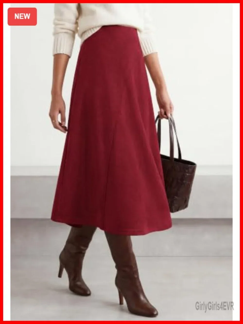 BTFBM Faux Suede Midi A-Line High Waisted Skirt for Women